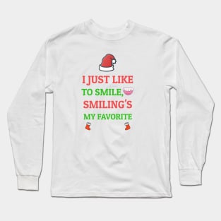 I Just Like To SMILE, SMILING'S My Favorite, Elf, Funny Christmas Long Sleeve T-Shirt